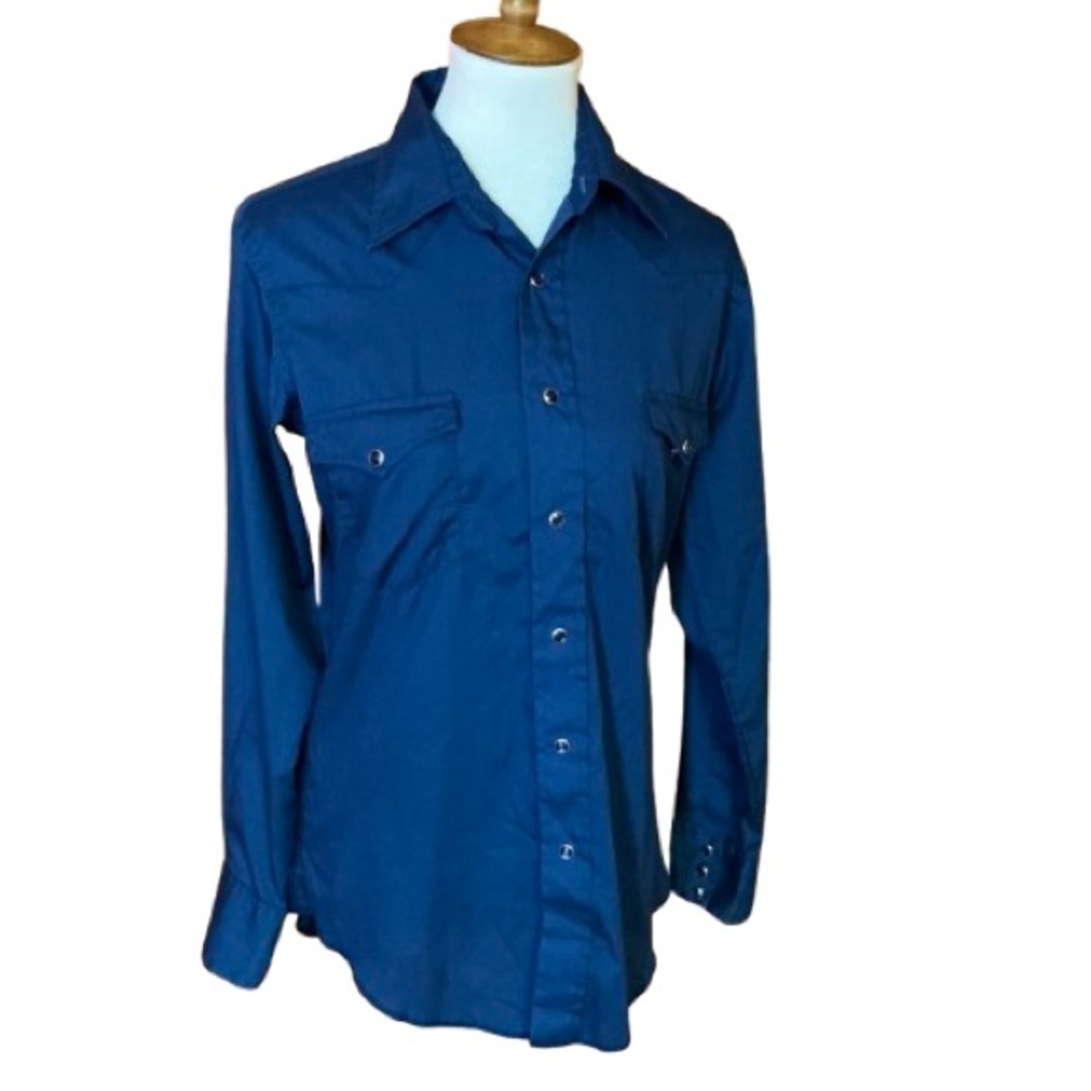 Vintage Wrangler Blue Snap Down Western Shirt